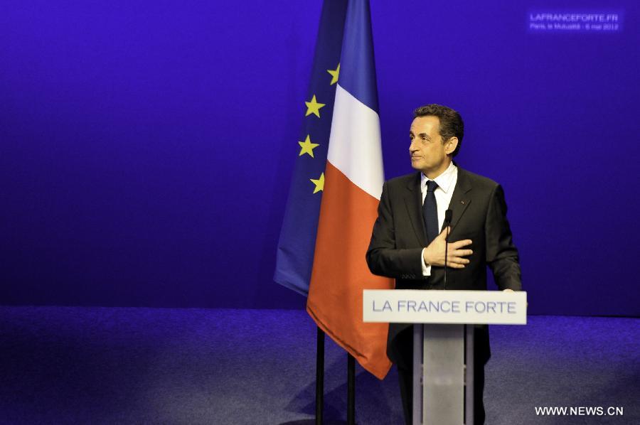 Sarkozy delivers speech after defeat in election