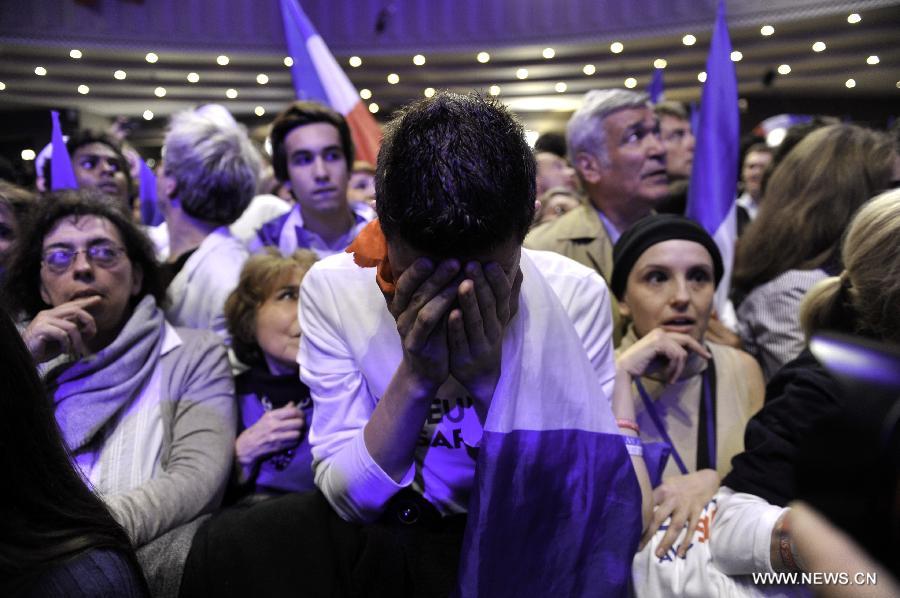 Sarkozy delivers speech after defeat in election