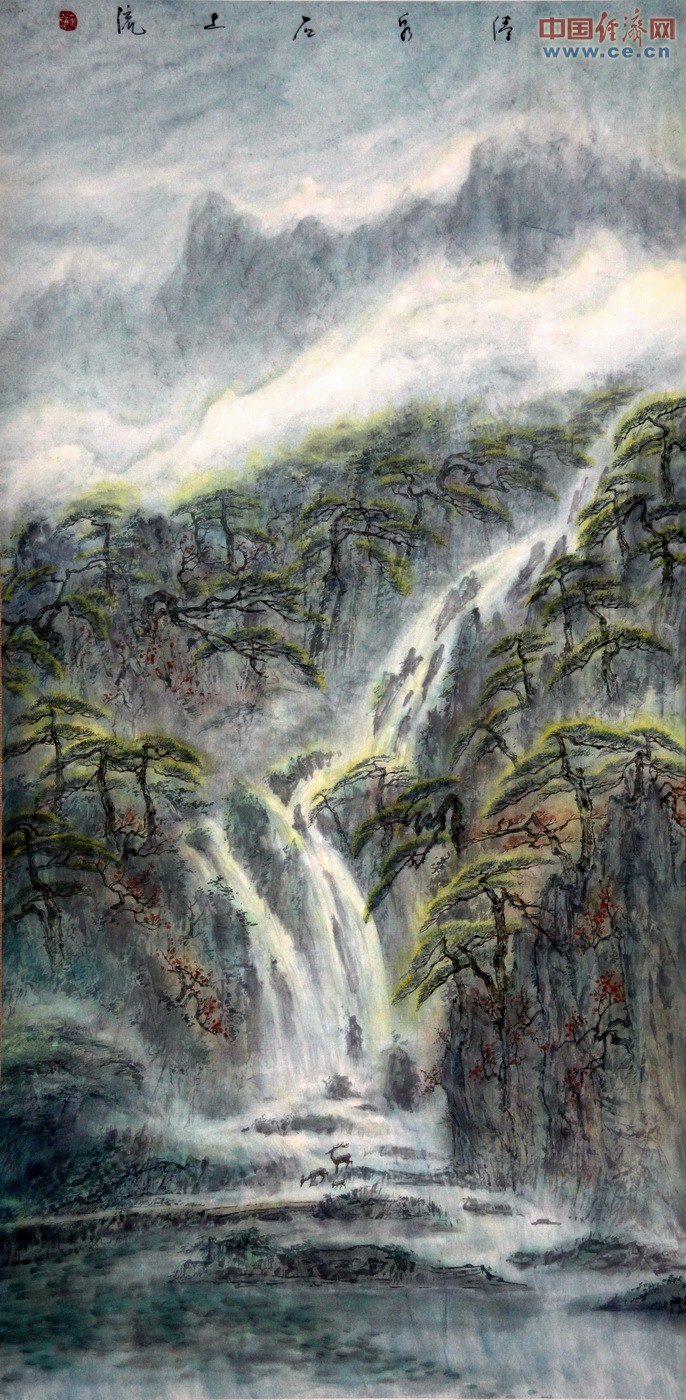 翁祖团国画大作之《山居秋暝图》(大图)-书画频